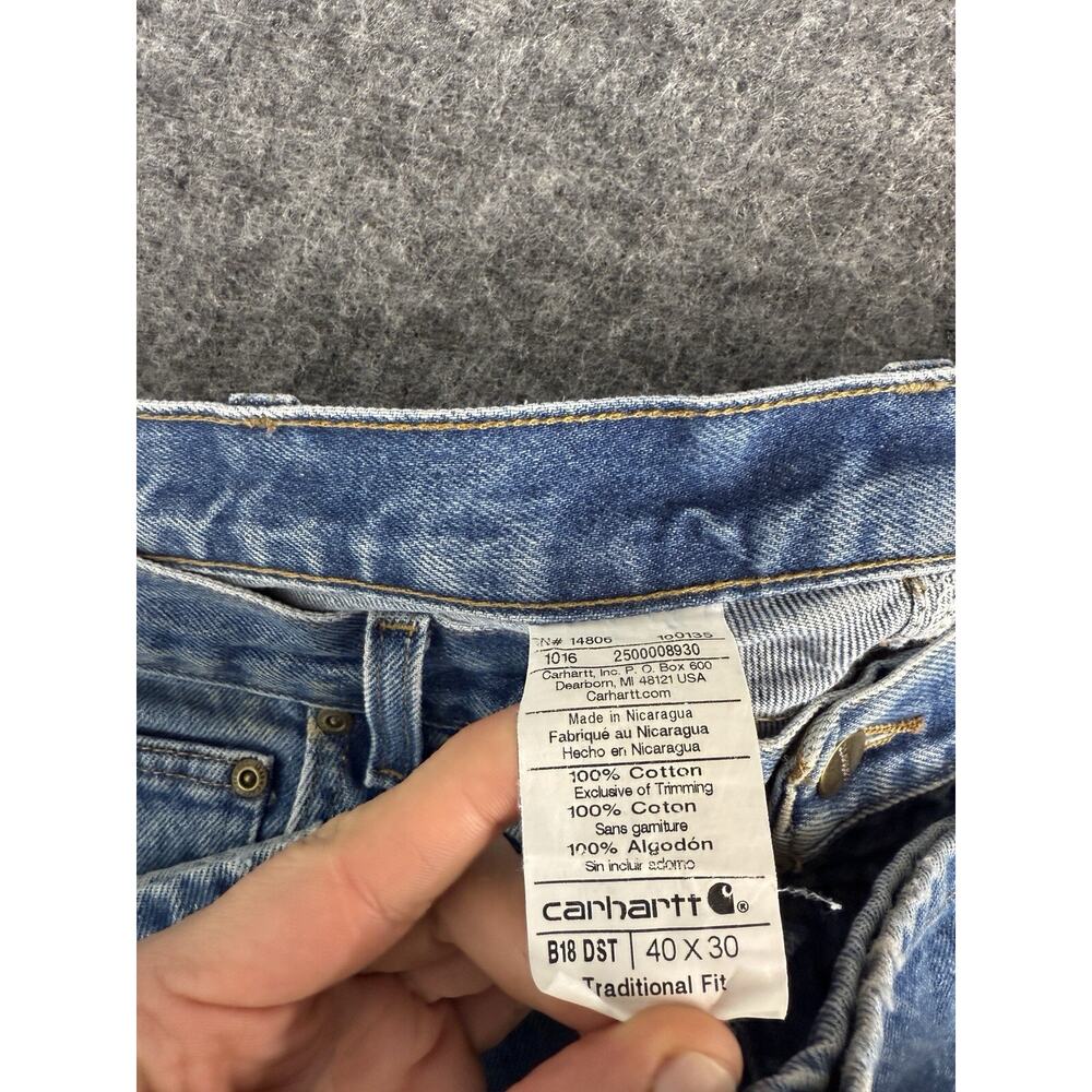 Carhartt Jeans Mens 40x30 Slim Fit Pants Denim Workwear Blue N267 - Picture 3 of 7